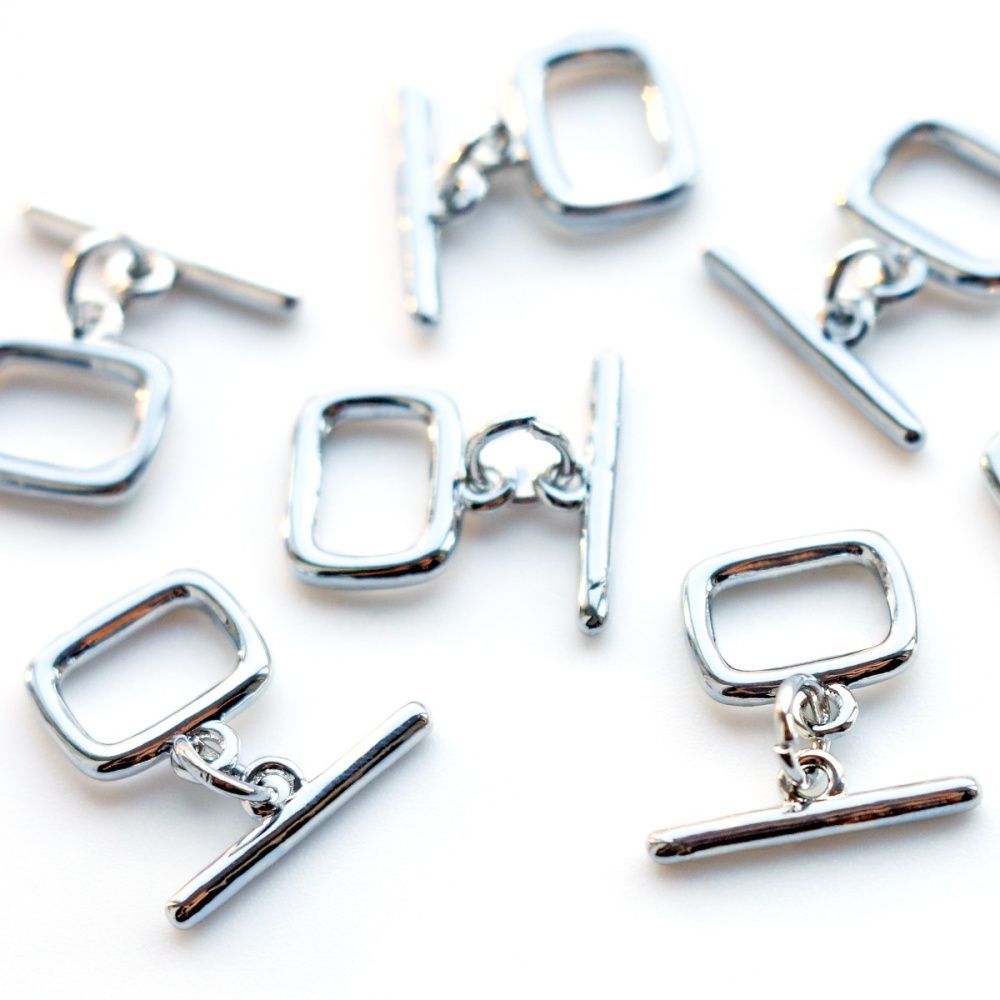 застежка-тоггл "квадро", покрытие платина, 11x10.5x1.5 мм