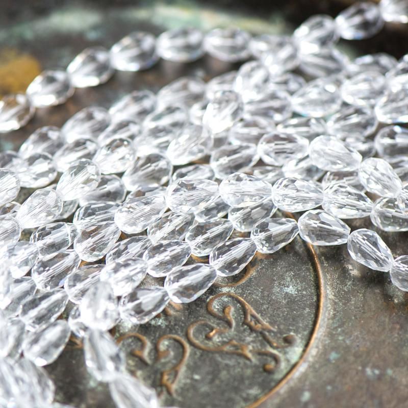 бусина "капля", граненая, стекло, цвет прозрачный, 15х10 мм