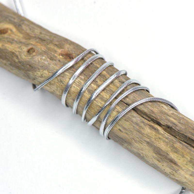 шнур, имитация кожи, плоский, цвет серебристый, 2х1 мм