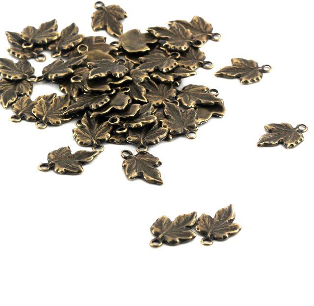 подвеска металлическая "листик", цвет античная бронза, 18х13х2 мм