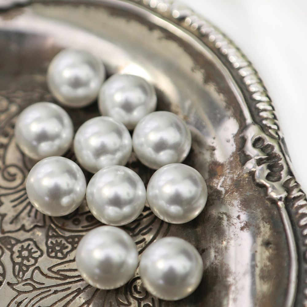 бусина, имитация жемчуга 14, акрил, цвет белый, 14 мм