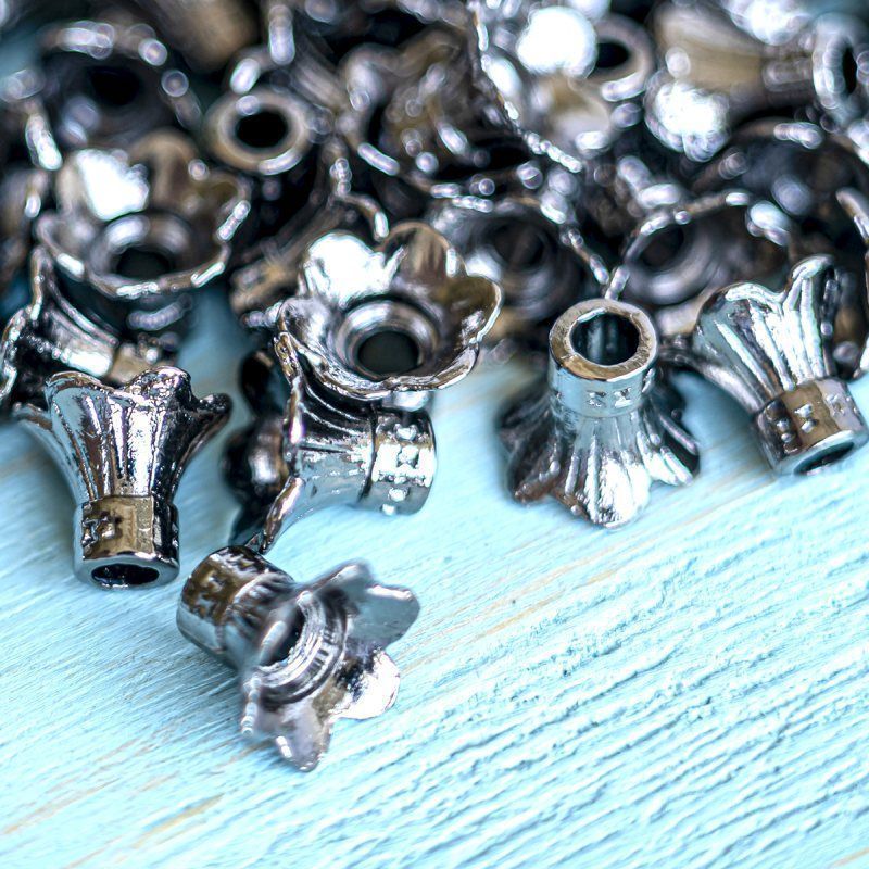 колпачок для бусин "глоксиния", цвет черный, 11.5x9 мм