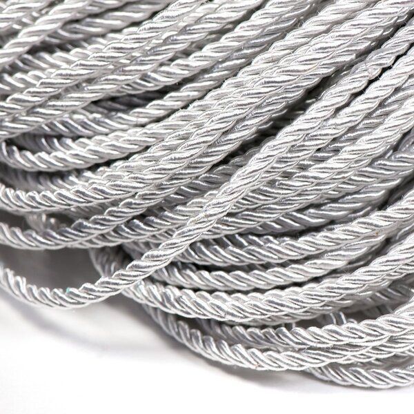 шнур витой из полиэстера, цвет серый 3 мм