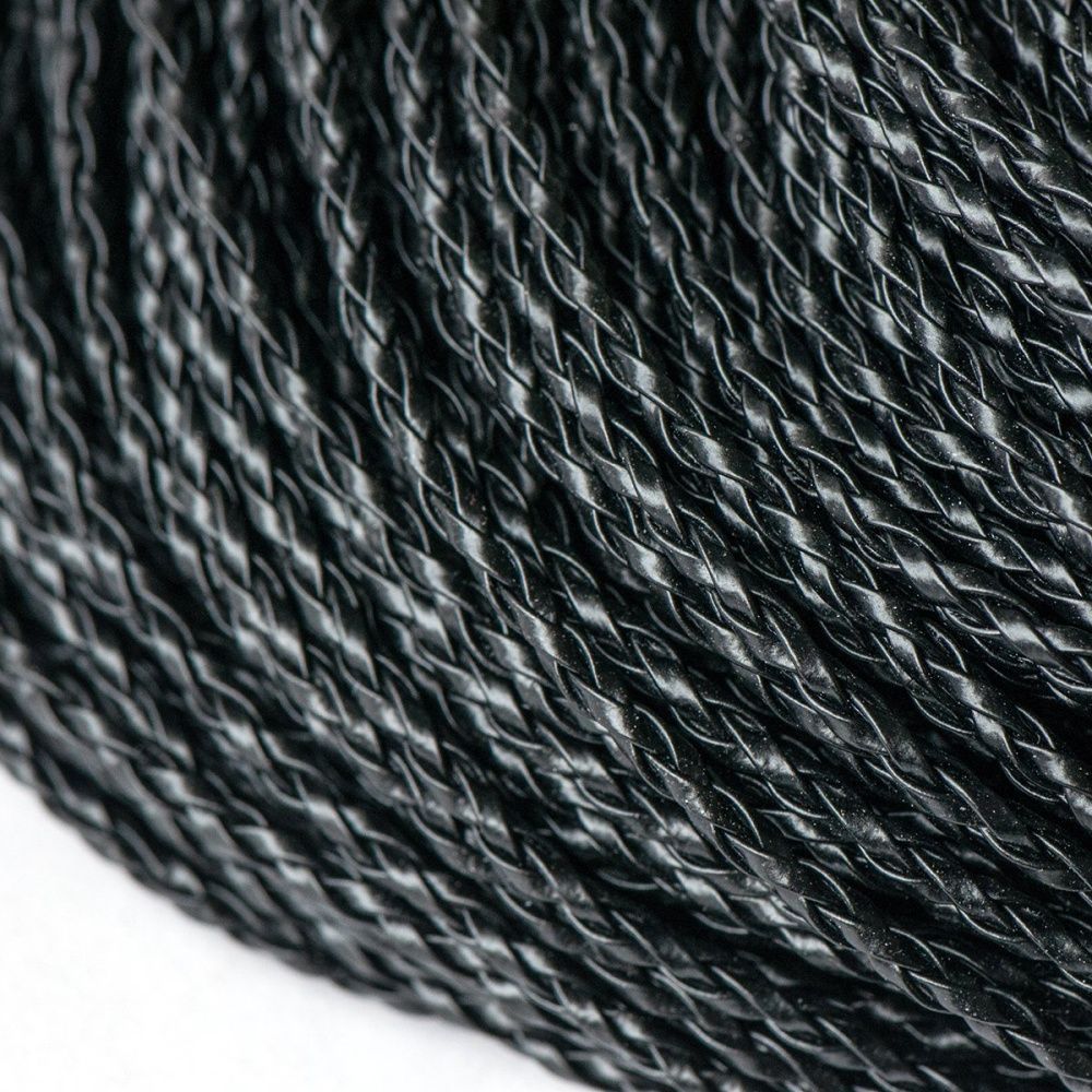 шнур, имитация кожи, плетеный, цвет черный, 3 мм