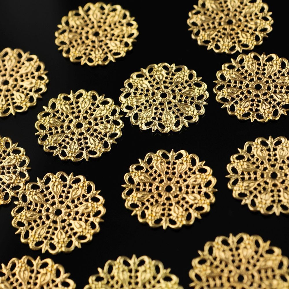 коннектор "филигрань салфетка", цвет золото, 25х1х2 мм