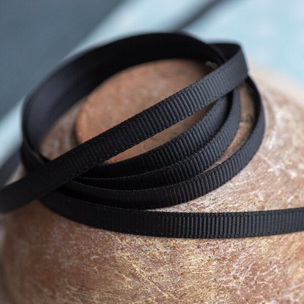 лента репсовая, цвет черный, 6 мм ленты