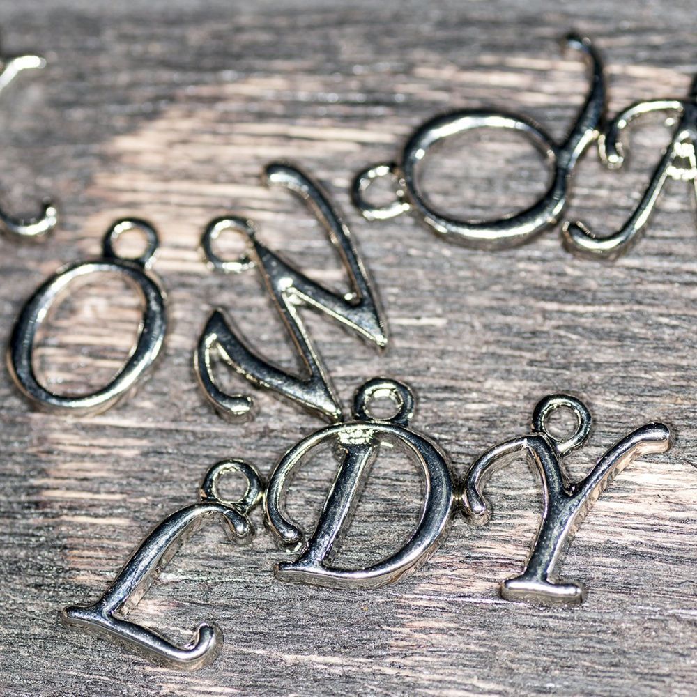 подвеска металлическая "алфавит", цвет платина, 12-17x4-15x2 мм