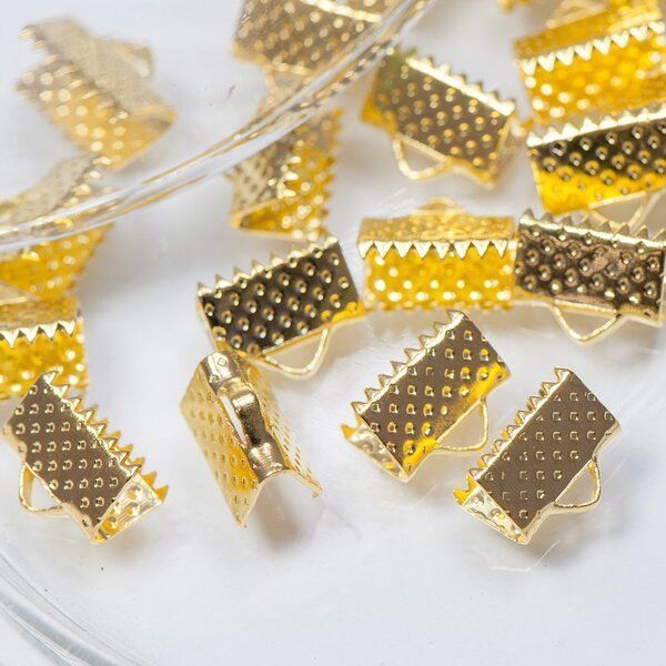 зажим для ленты, цвет золото, 10х7 мм