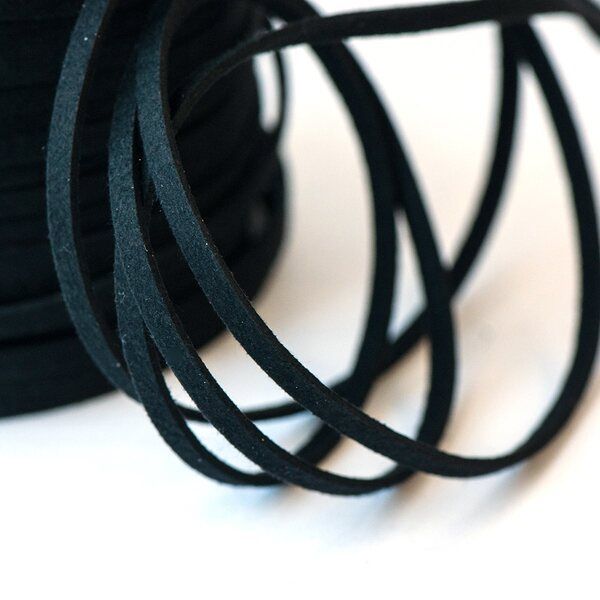 шнур из искусственной замши, черный, 5х1.5 мм