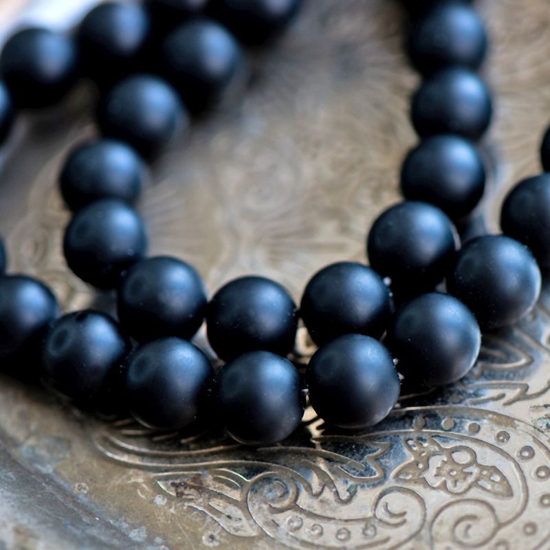 бусина, стекло 10, матовая, цвет черный, 10 мм