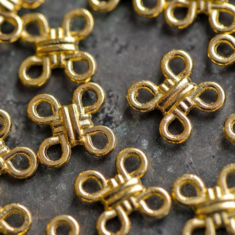 коннектор "китайский узел 2", цвет золото, 10x10x3 мм