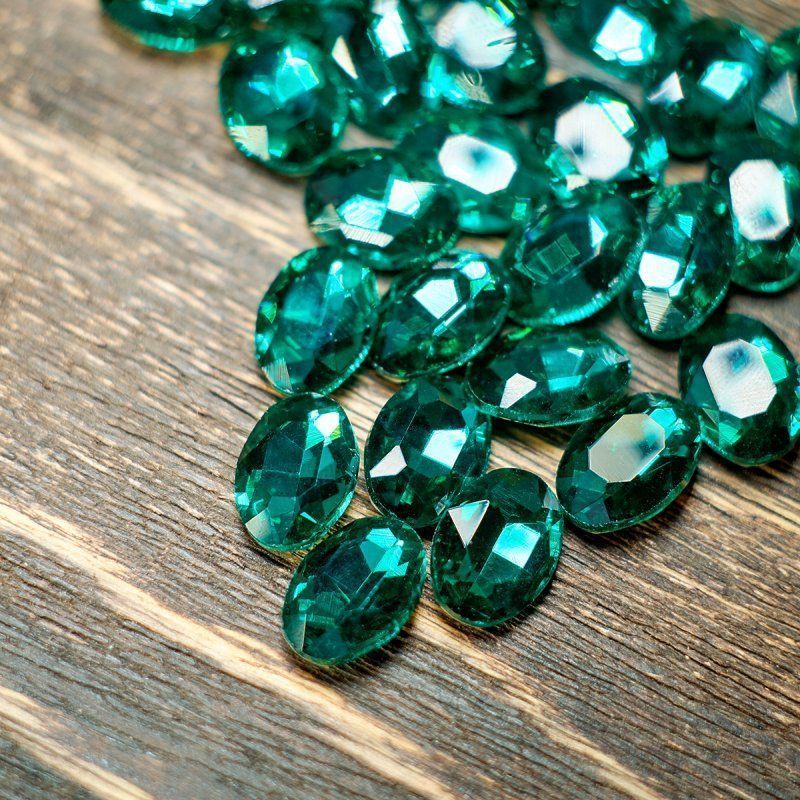 кабошон стекло кристалл, овальный, цвет blue zircon, 14х10 мм