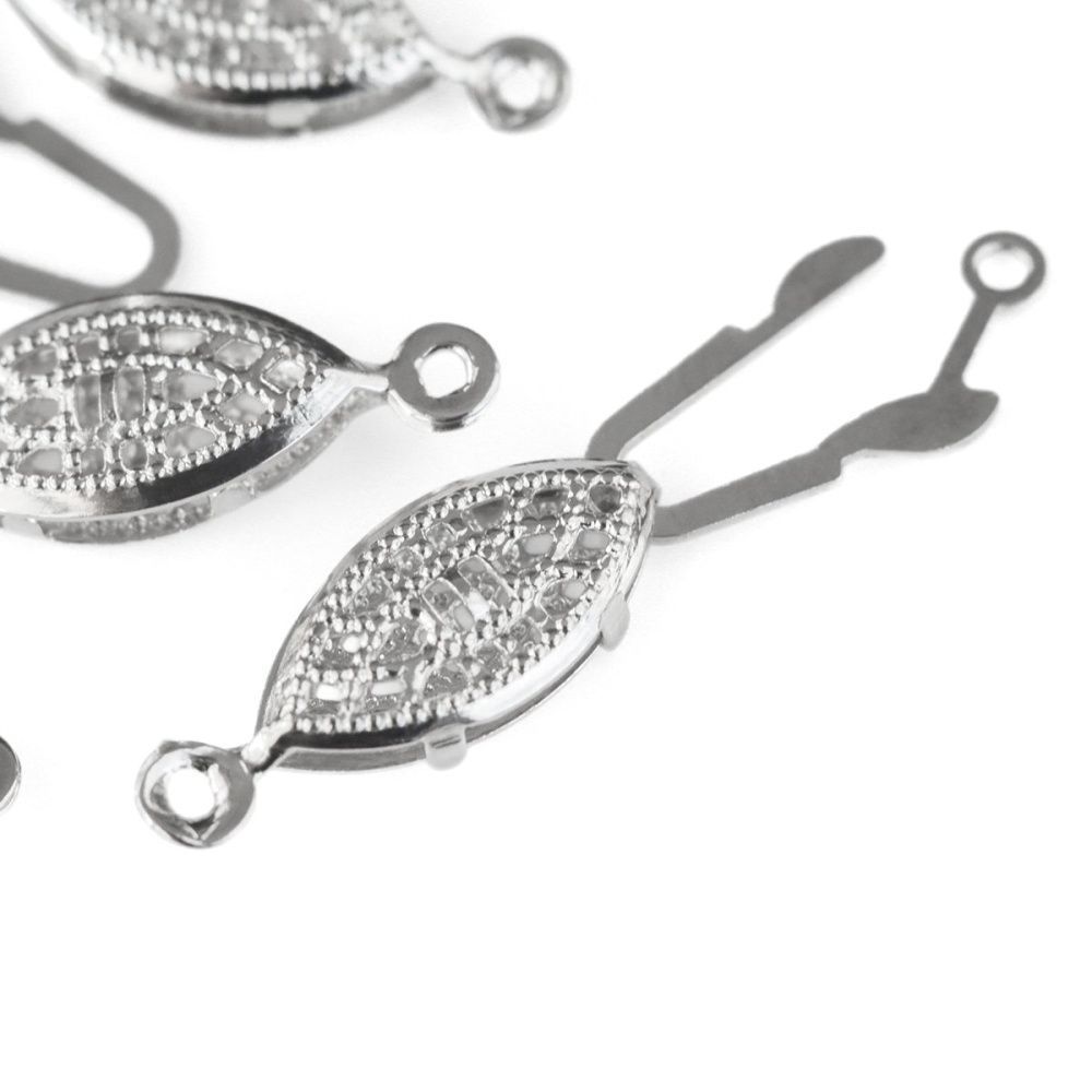 замочек-рыбка для жемчуга, цвет платина, 22x7x3.5 мм