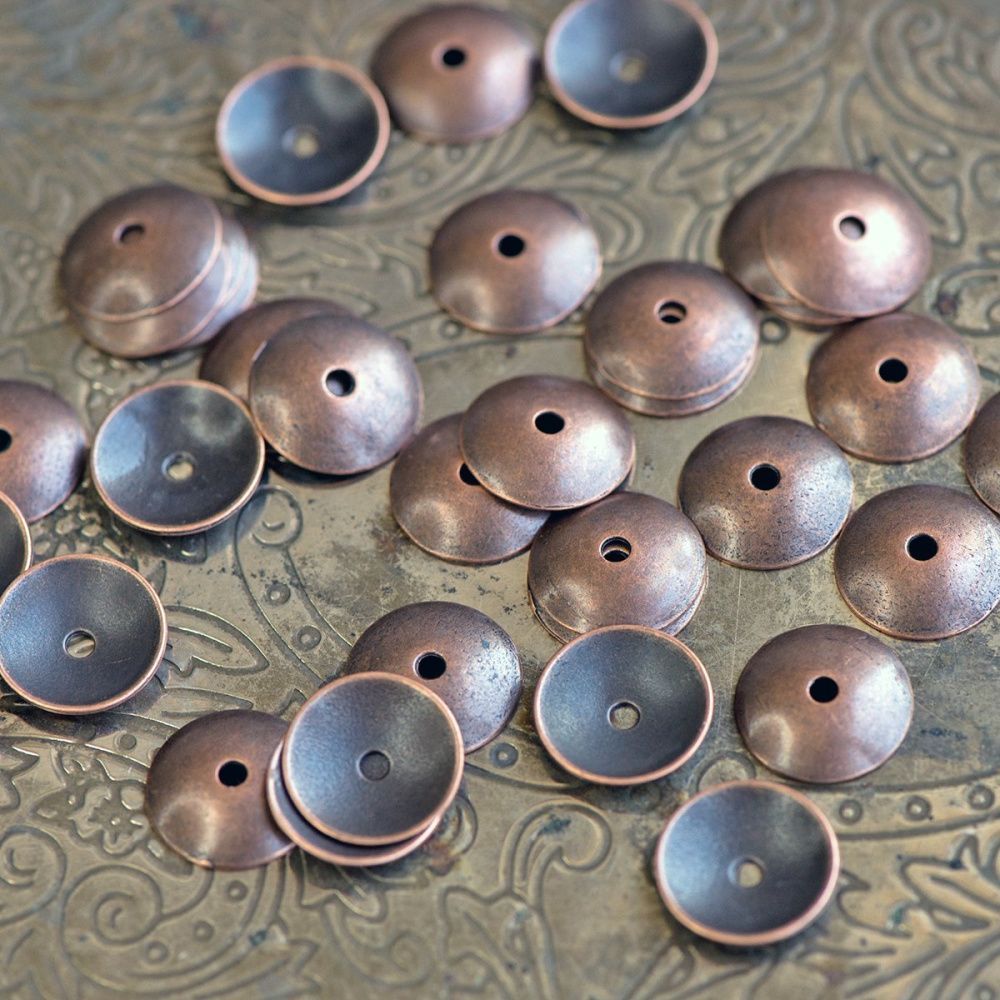 шапочка для бусин "натура", цвет медь, 13х1 мм