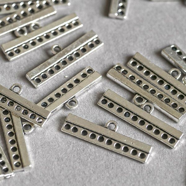 коннектор "шатлен", цвет античное серебро, 9x28x2.5 мм