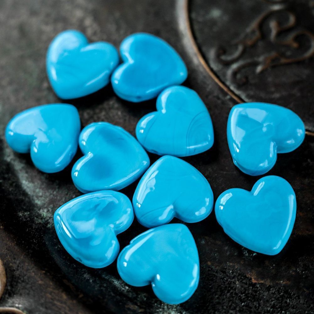 бусина, лэмпворк "сердце", стекло, цвет голубой, 20x20x7 мм