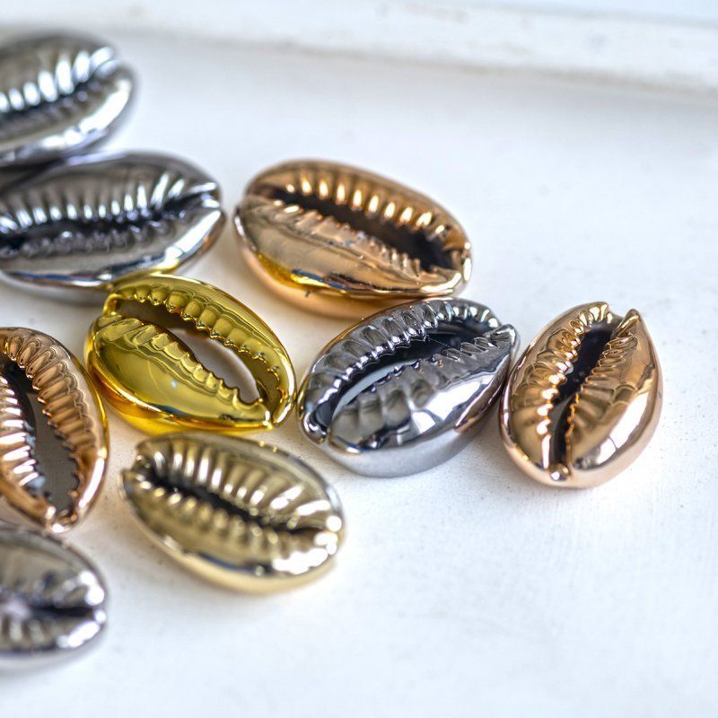 подвеска металлизированная "каури", цветовой микс, размерный микс