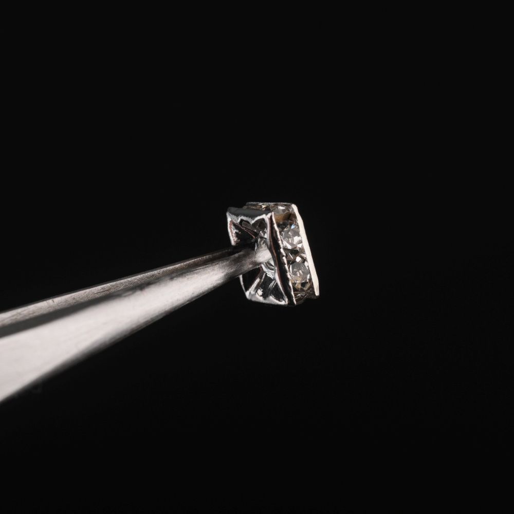 разделитель со стразами, квадрат, цвет платина/cristal, 6х6х3 мм