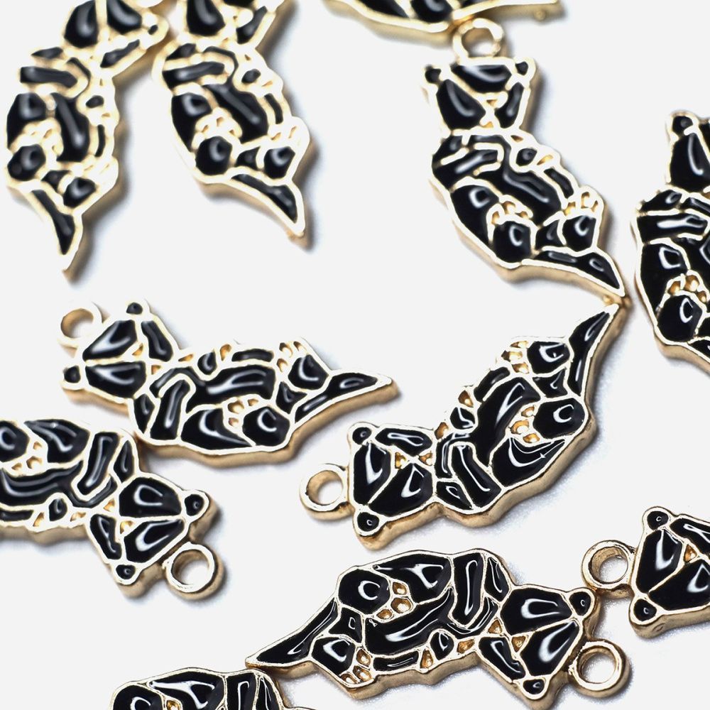 подвеска металлическая "геометрик кэт", эмаль, цвет черный, 24x10x2 мм