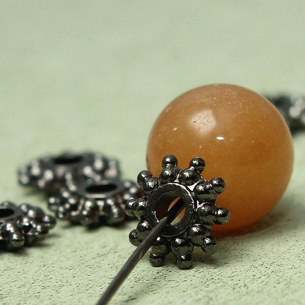 разделитель для бусин "солнышко", цвет черный, 8х2 мм