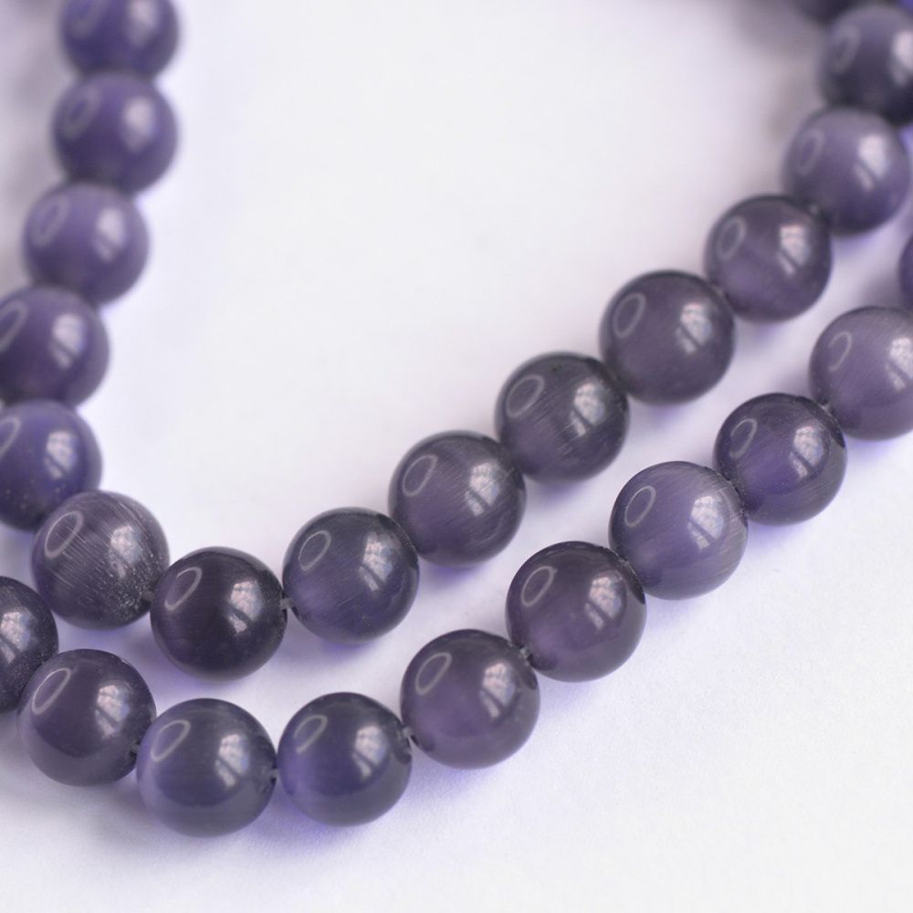 бусина "кошачий глаз", стекло, цвет фиолетовый, 10 мм