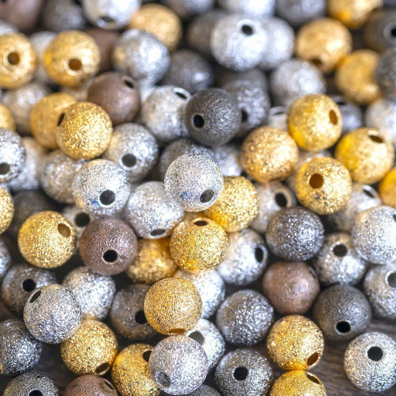 бусина, металл "звездная пыль" 6, цветовой микс, 6 мм