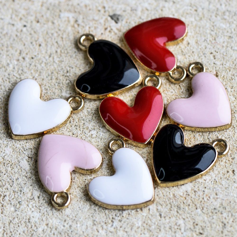 подвеска металлическая "харт", эмаль, цвет светлое золото, 16x15x3 мм