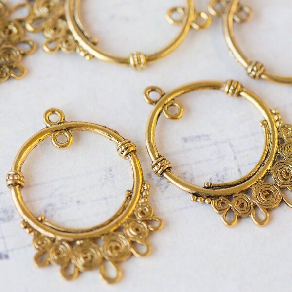 коннектор "твист", цвет античное золото, 35.5х24х3 мм