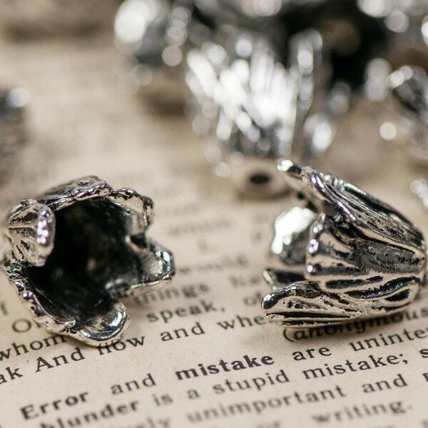 шапочка для бусин "тюльпан", цвет античное серебро, 16х18х18 мм