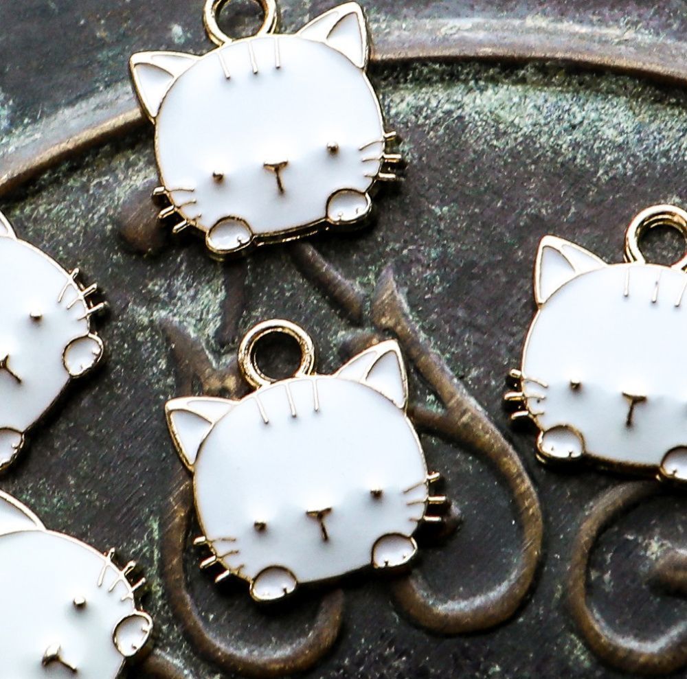 подвеска металлическая "hello kitty", эмаль, цвет белый, 15x13x3 мм