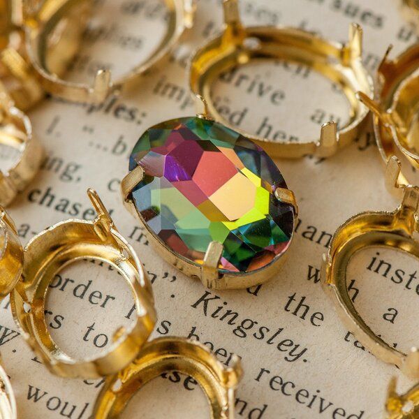 цапы для стразов овальные, открытые, цвет золото, 18х13 мм