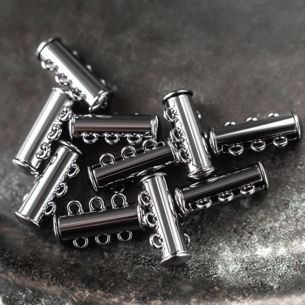 застежка "слайдер" многорядная, цвет черный, 21x10x6.5 мм