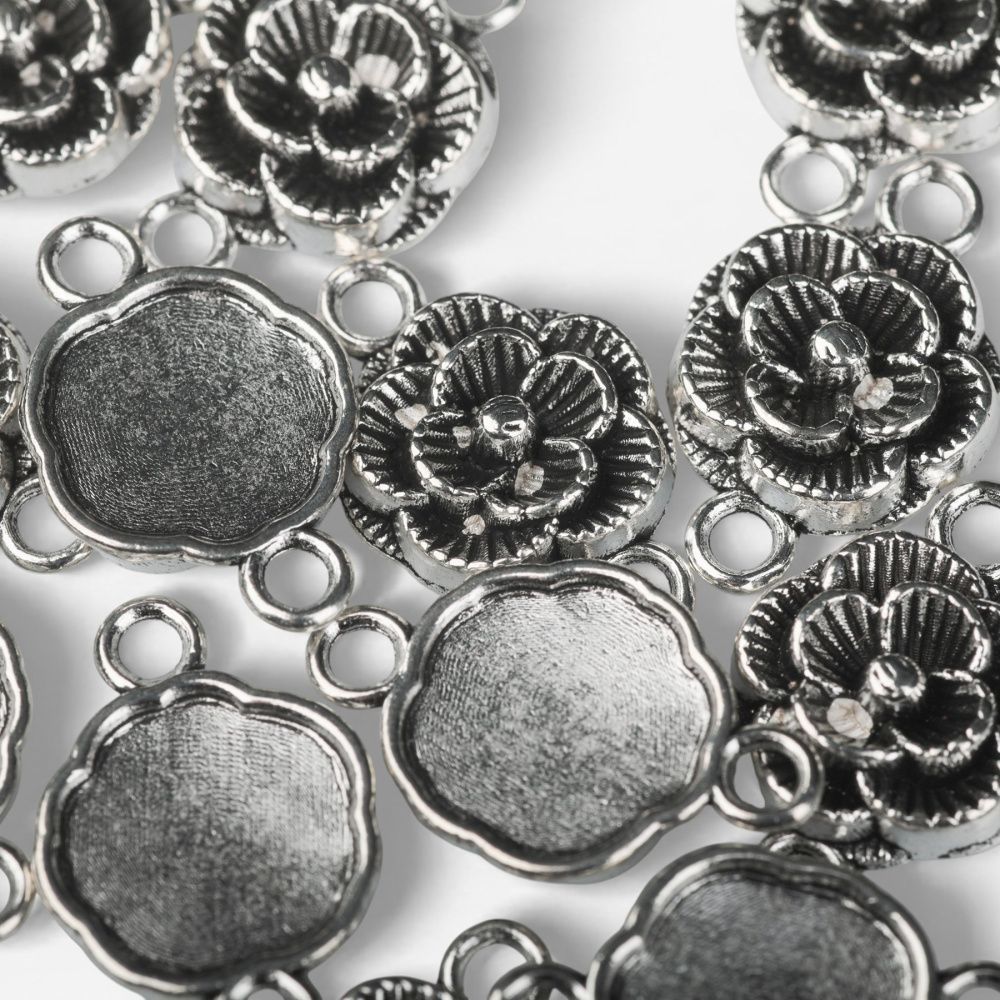 коннектор "бегония", цвет античное серебро, 12x3.5 мм