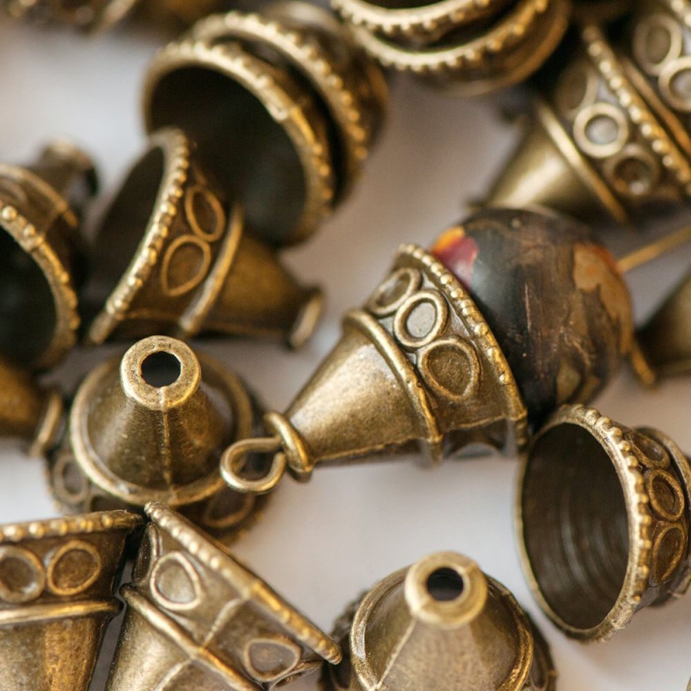 колпачок для бусин "бали", цвет античная бронза, 11x13х13 мм