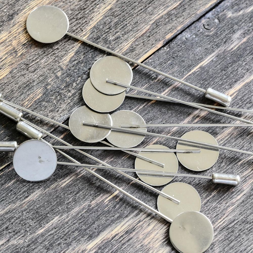 основа для броши "диск", цвет стальной, 77x15х1 мм