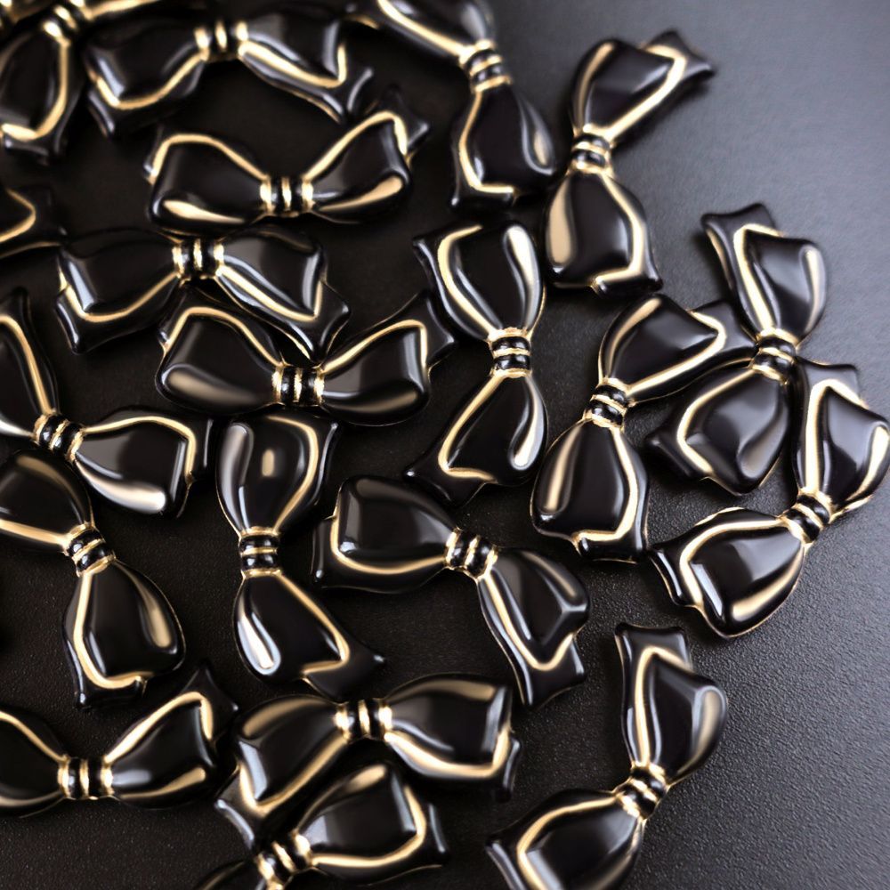 бусина, акрил "бантик-антик", цвет чёрный, 13.5x29x6 мм