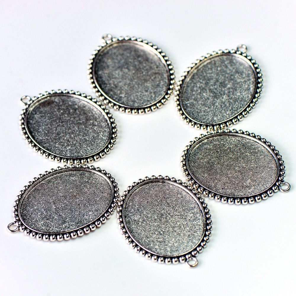 сеттинг овальный "буль", цвет античное серебро, 57x43x2.5 мм