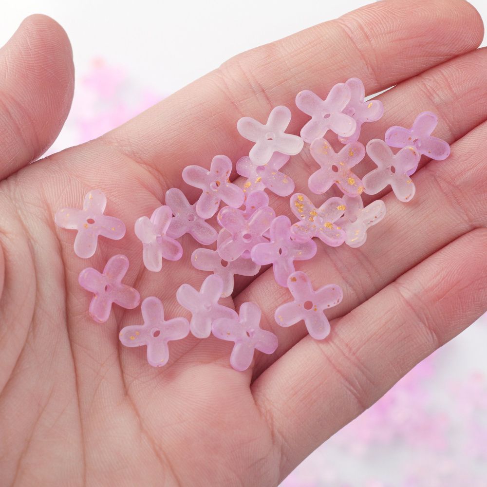 бусина, акрил "клематис", матовая, цвет фиолетовый, 11.5x11.5x3 мм