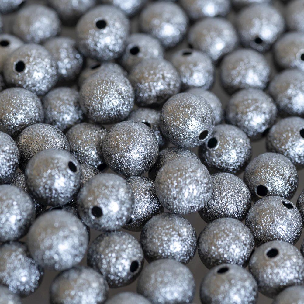 бусина, металл "звездная пыль" 8, цвет черный, 8 мм