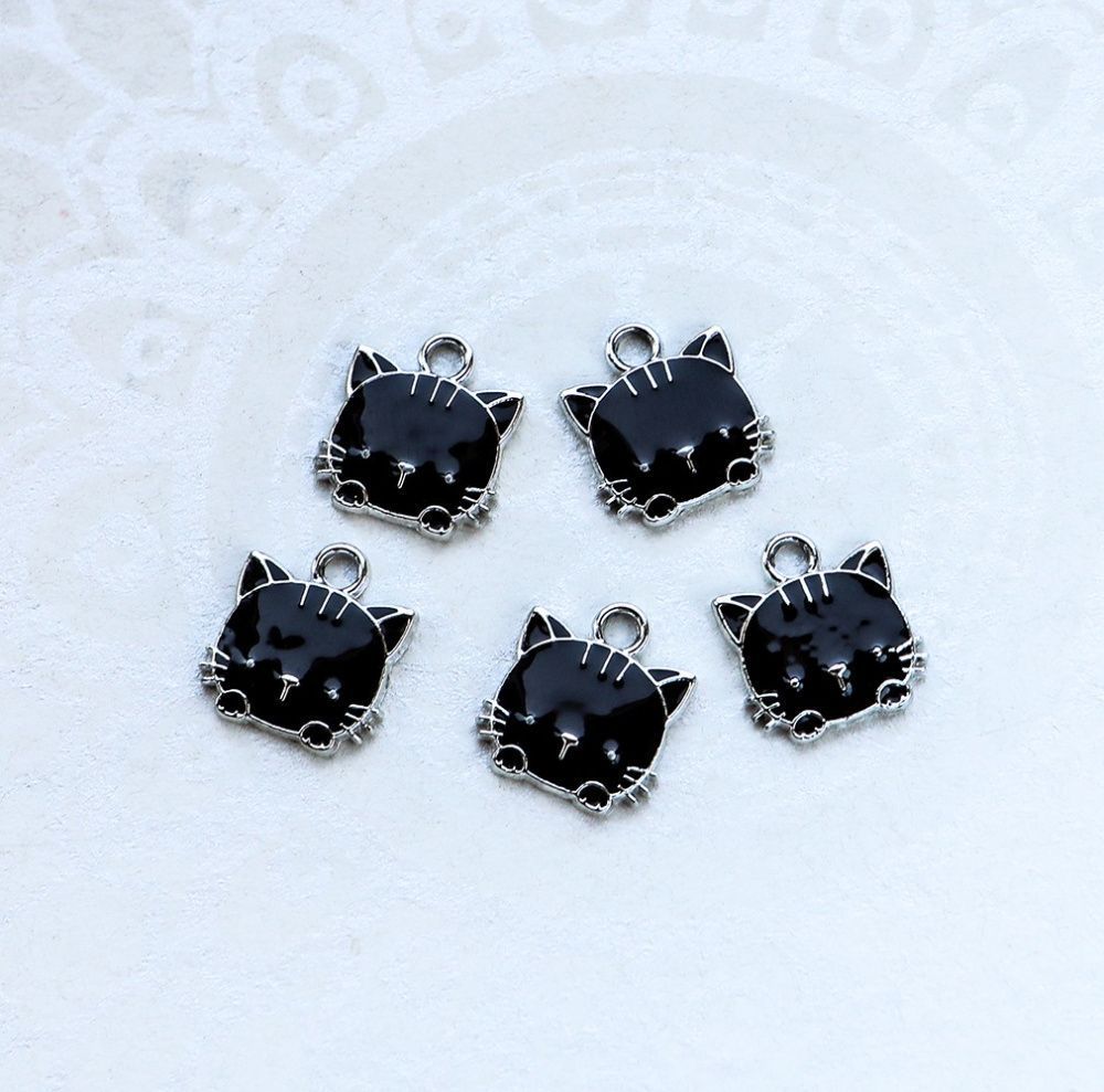 подвеска металлическая "hello kitty", эмаль, цвет черный, 15x13x3 мм