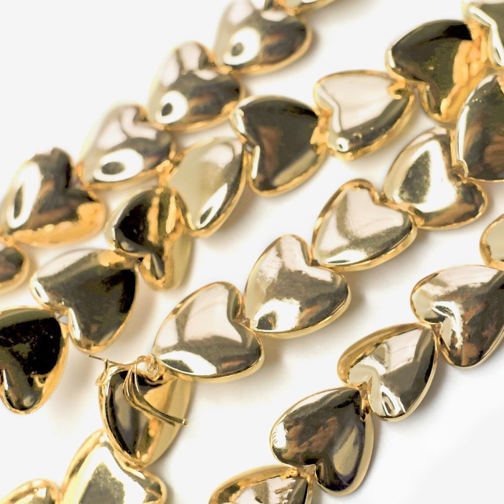 бусина гематит синт., металлизир., сердечко, цвет красное золото, 12x13x4 мм