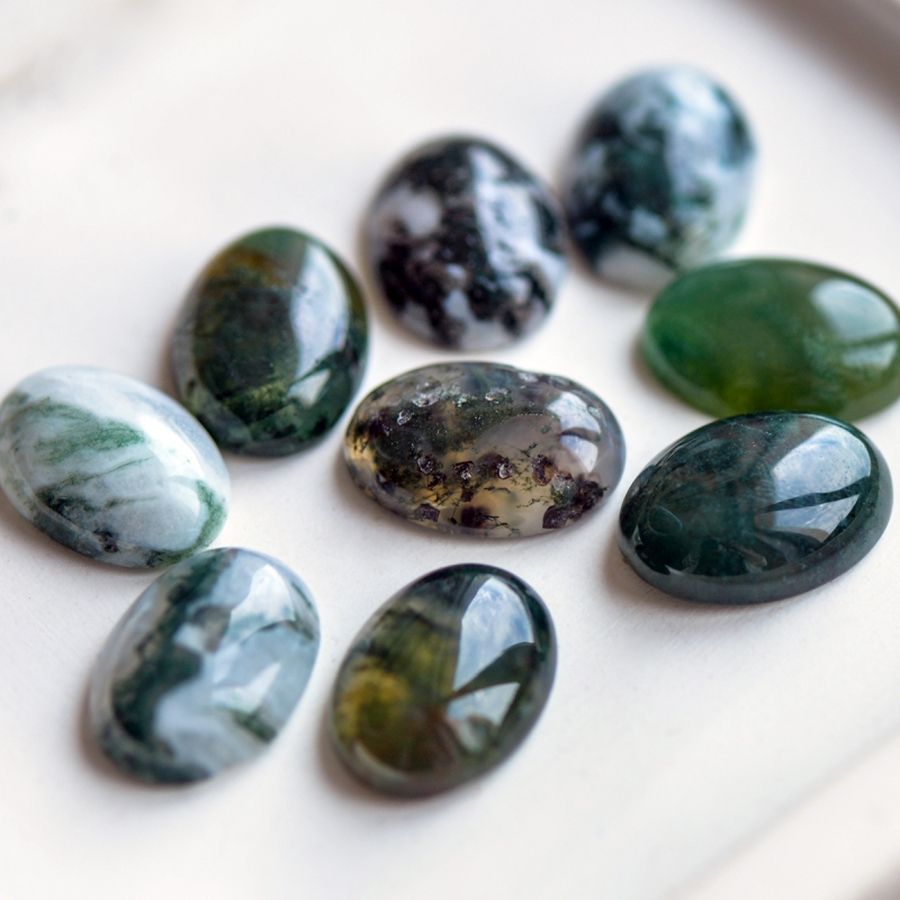 кабошон агат овальный, цвет зеленый темный, 18x13x5 мм