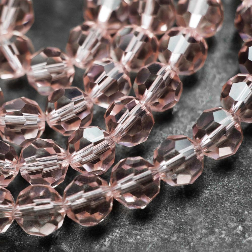 бусина, стекло 10, граненая, цвет розовый, 10 мм