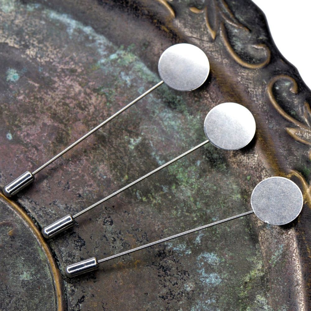 основа для броши "диск", цвет стальной, 77x15х1 мм