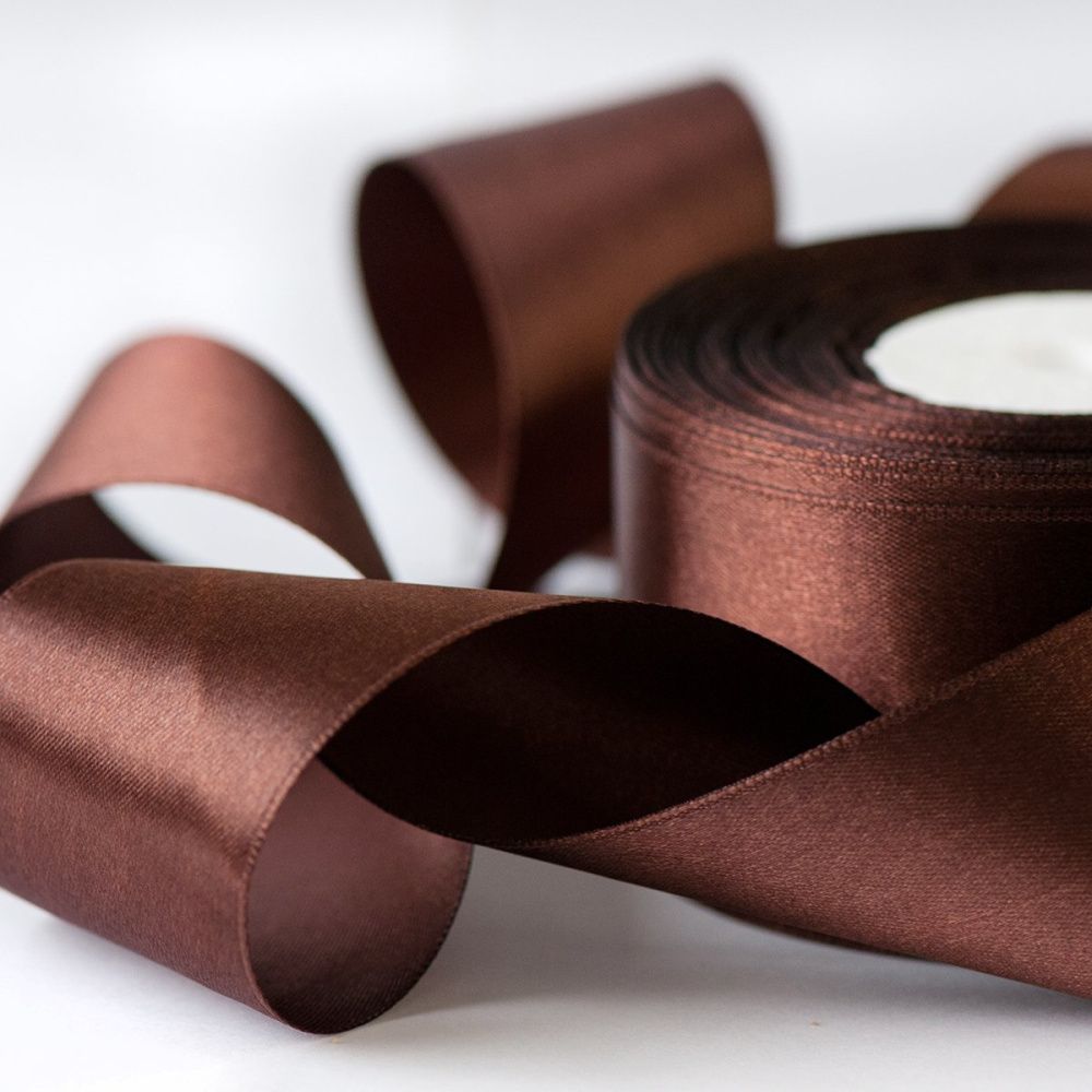 лента, атлас, цвет кофейный, ширина 50 мм ленты