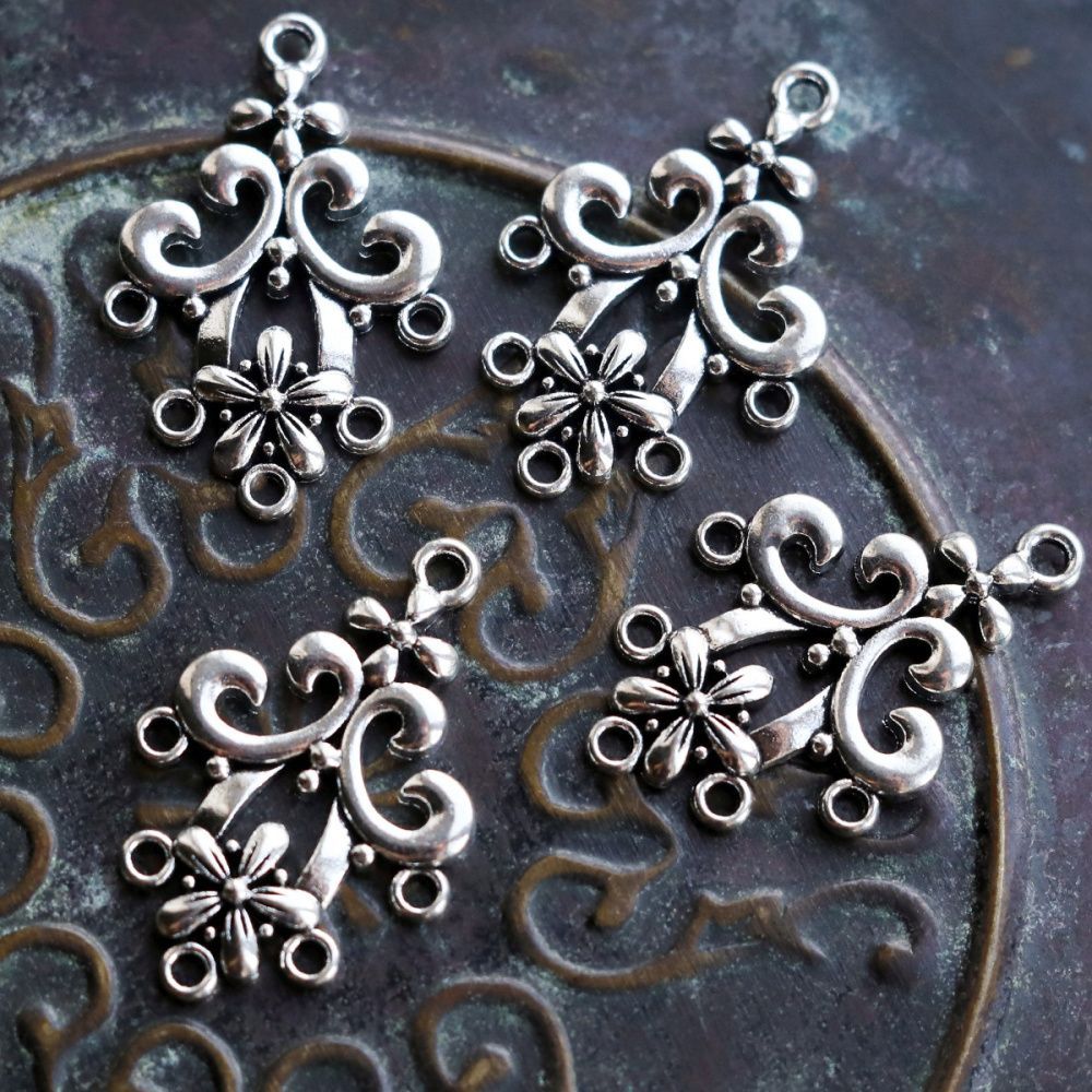 коннектор "кончетта", цвет античное серебро, 35x24x2 мм