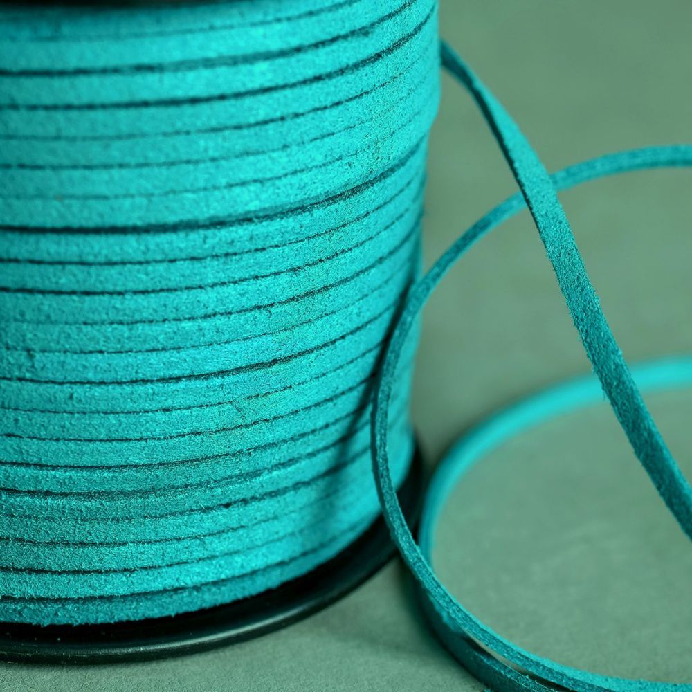шнур из искусственной замши, бирюзовый, 3х1.5 мм