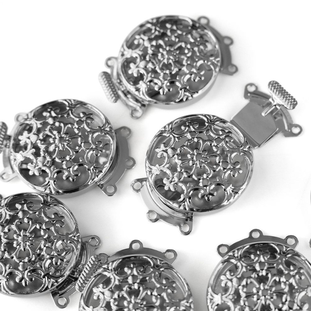 замок для украшений "флориста", цвет платина, 31x22x7 мм