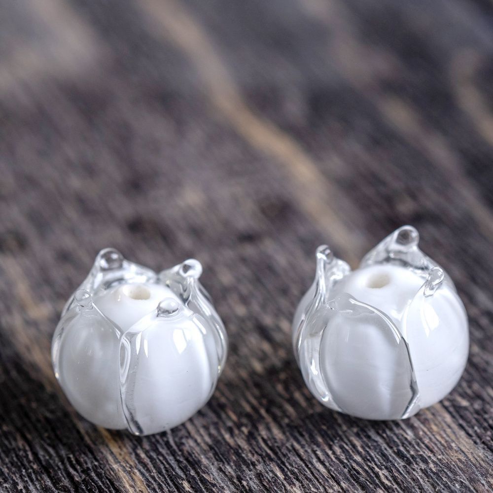 бусина, мурано "бутончик", белый, 13х12 мм