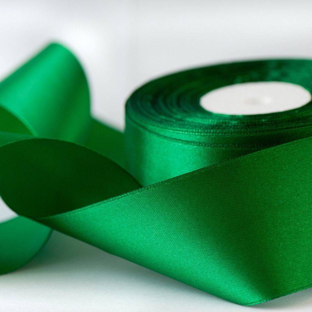 лента, атлас, цвет травяной зеленый, ширина 50 мм ленты